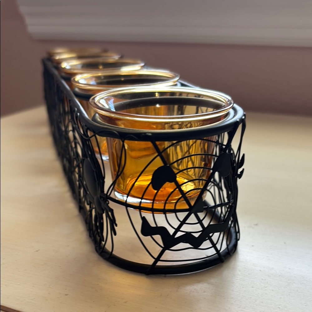 Halloween Spider Web Candle Holder Set - Picture 7 of 9